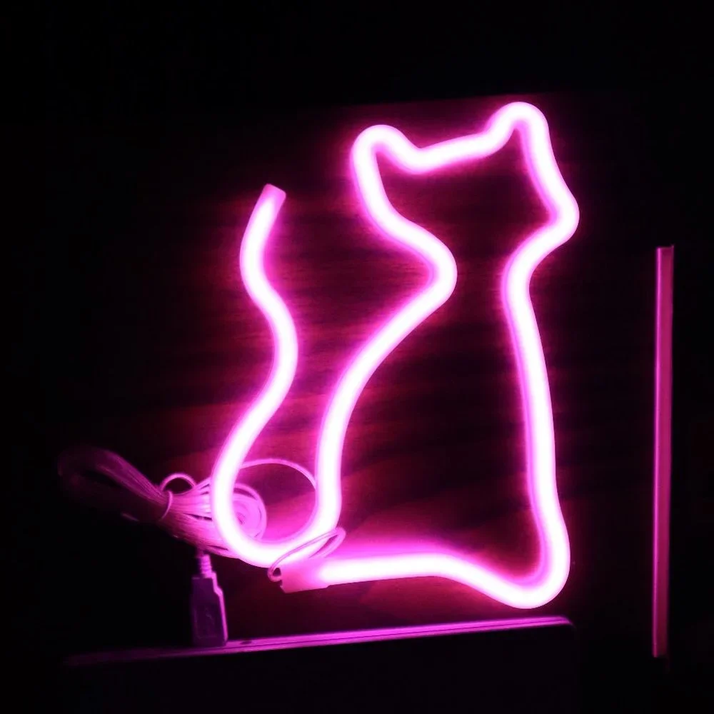 atomi USB-Powered Neon LED Wall Light - Pink Cat